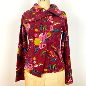ANTHROPOLOGIE Felted Wool Floral Print Jacket